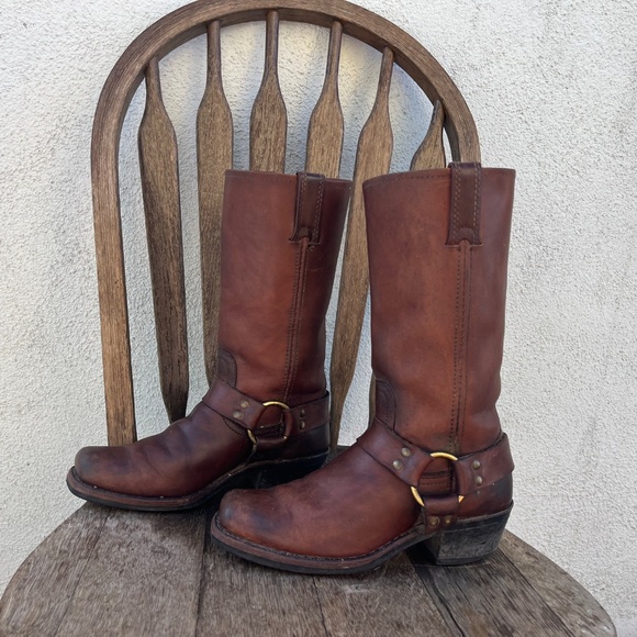 Frye 12r harness boots 6.5 6 1/2 made in usa 150 year brown boho bikercore viral - Picture 11 of 14